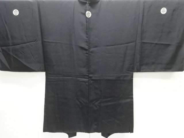 JAPANESE KIMONO / MENS HAORI / SILK / MONTSUKI HABUTAE